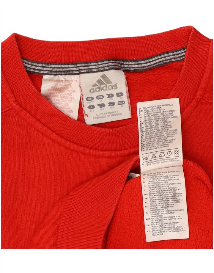 ADIDAS Girls Graphic Sweatshirt Jumper 11-12 Years Red Cotton