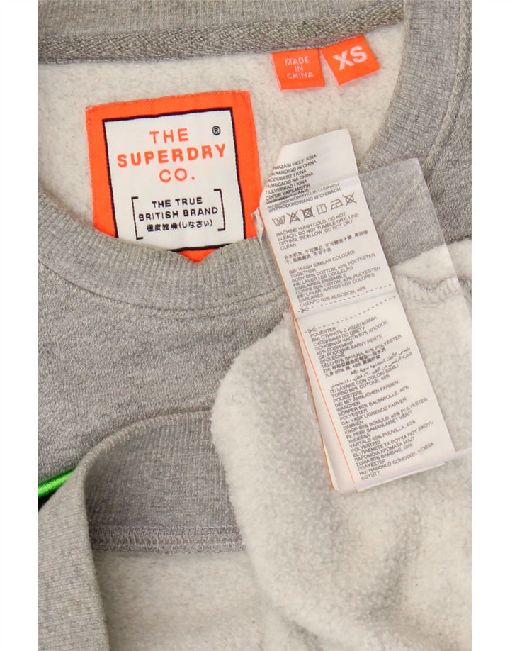 SUPERDRY Mens Loose Fit Graphic Sweatshirt Jumper XS Grey Flecked Cotton