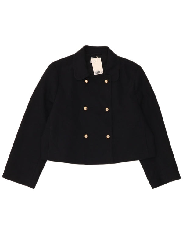 H&M Womens Double Breasted Oversized Blazer Jacket UK 14 Medium Navy Blue