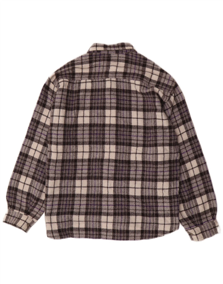 MAZZONETTO Mens Flannel Shirt Small Grey Check Wool