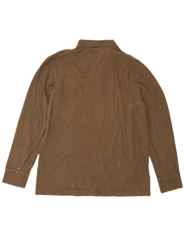 Fred Perry Boys Long Sleeve Polo Shirt 15-16 Years XL Brown Cotton
