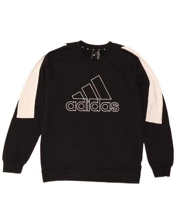 Adidas Mens Graphic Sweatshirt Jumper Medium Black Colourblock Cotton