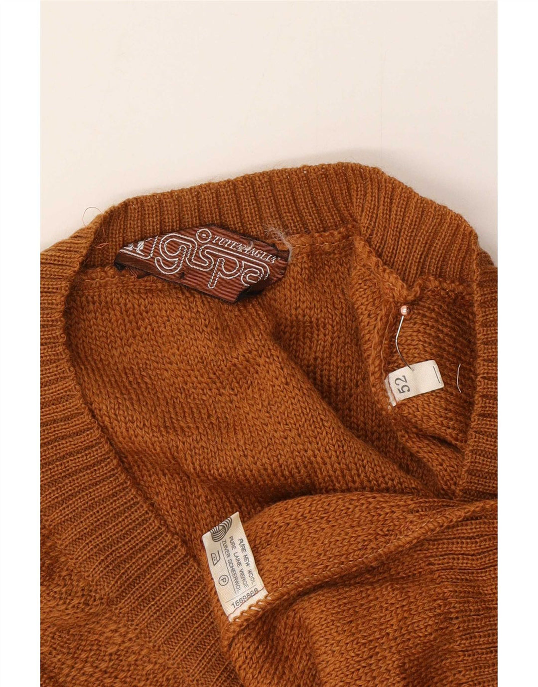 Gispa Mens Vest Tank Top IT 52 Large Brown Chevron New Wool