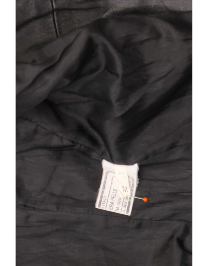 Sasch Womens Crop Leather Jacket UK 12 Medium Black