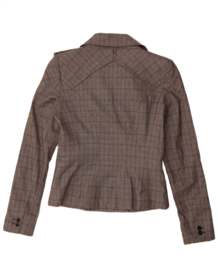 Vintage Womens Double Breasted Blazer Jacket IT 44 Medium Grey Check