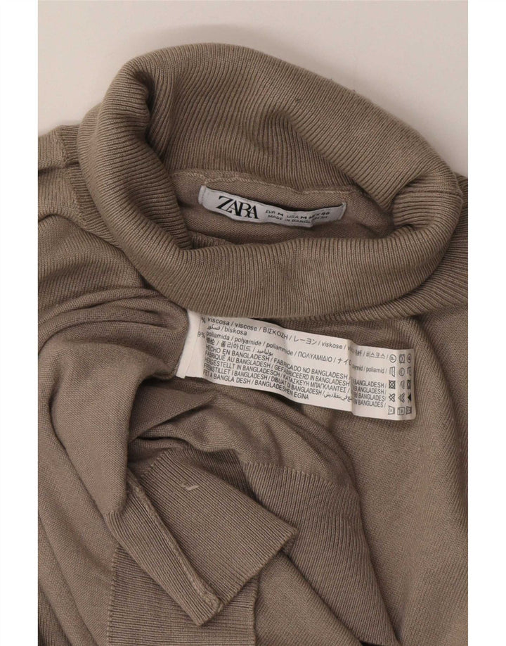 Zara Mens Roll Neck Jumper Sweater Medium Grey Viscose