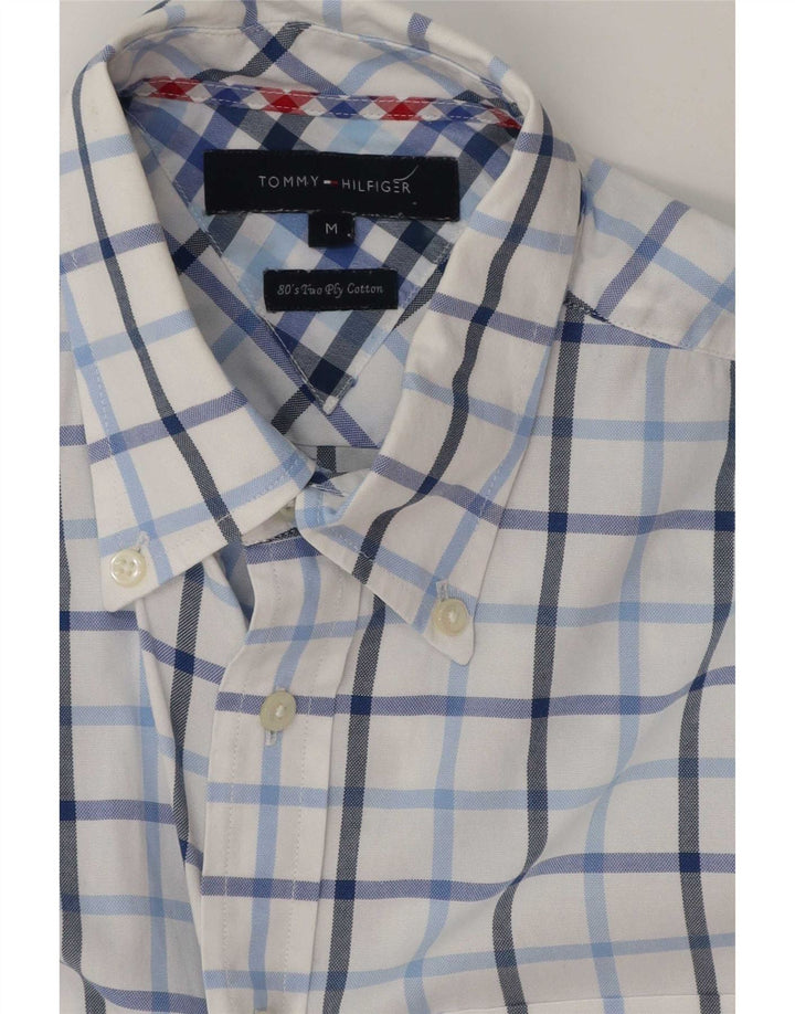 Tommy Hilfiger Mens Short Sleeve Shirt Medium White Check Cotton