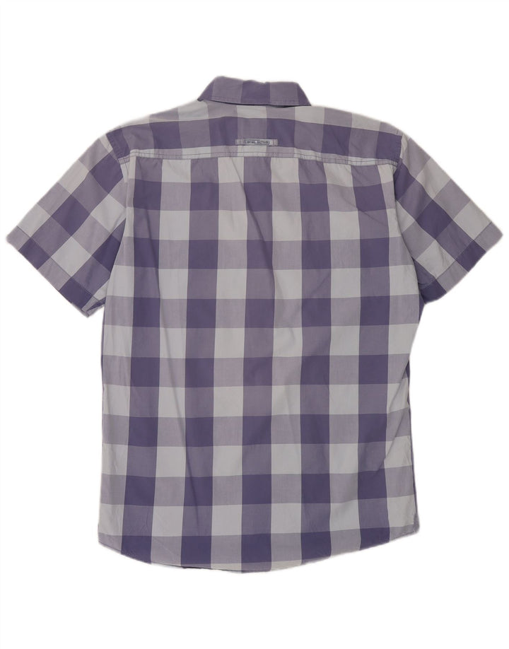 Camel Active Mens Short Sleeve Regular Fit Shirt Medium Blue Gingham Cotton