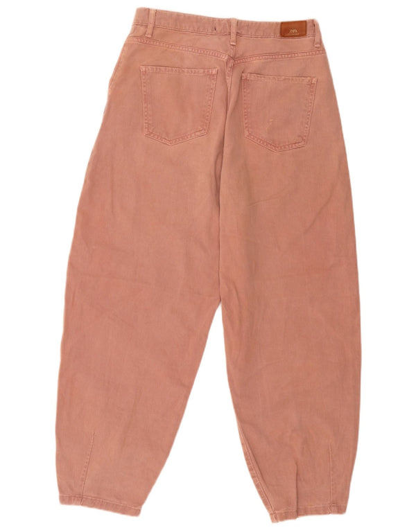 Zara Womens Loose Fit Cropped Trousers EU 36 XS W26 L25 Orange Cotton