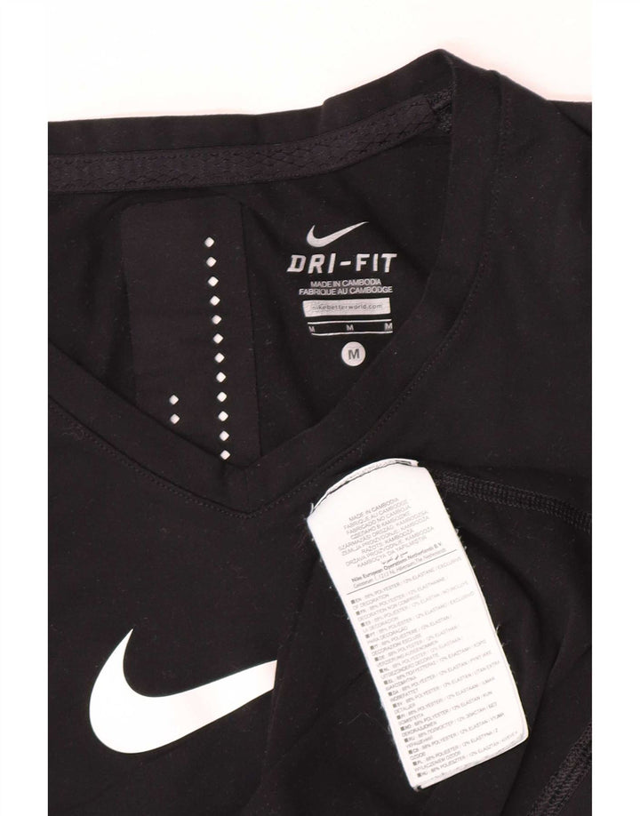 Nike Womens Dri Fit Graphic Vest Top UK 12 Medium Black Polyester