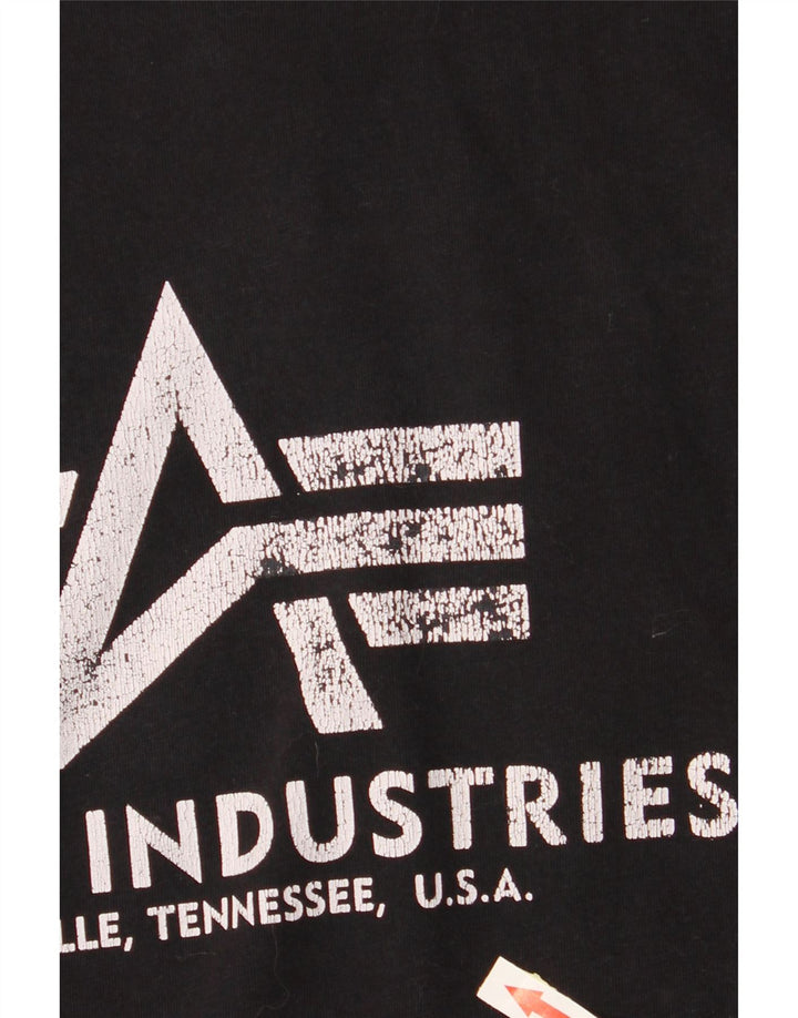 ALPHA INDUSTRIES Womens Graphic T-Shirt Top UK 10 Small Black Cotton