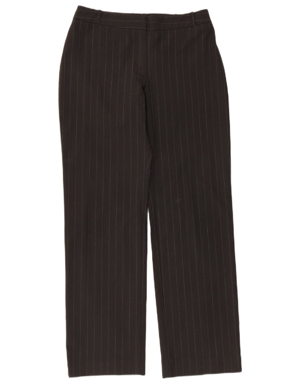 Oasis Womens Straight Casual Trousers UK 10 Small W30 L30 Black Pinstripe
