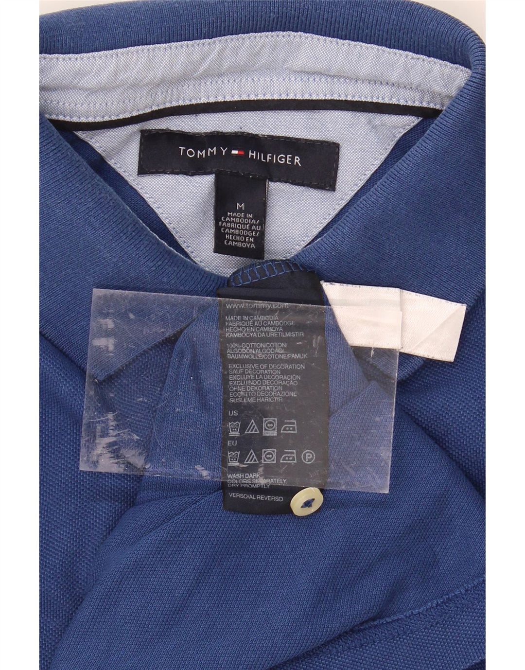 TOMMY HILFIGER Mens Polo Shirt Medium Blue Cotton Vintage Tommy Hilfiger and Second-Hand Tommy Hilfiger from Messina Hembry 