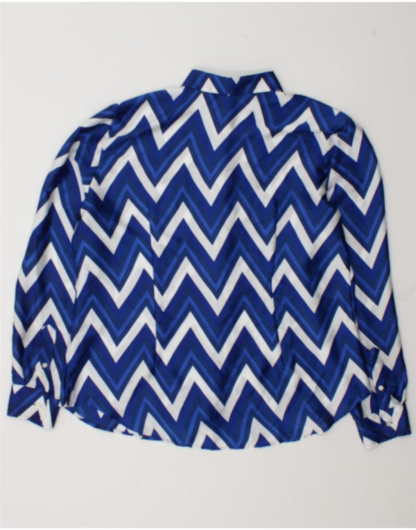 Ralph Lauren Womens Shirt Blouse UK 18 XL Blue Chevron Polyester