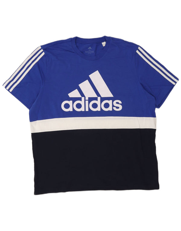 Adidas Mens Graphic T-Shirt Top XL Blue Colourblock