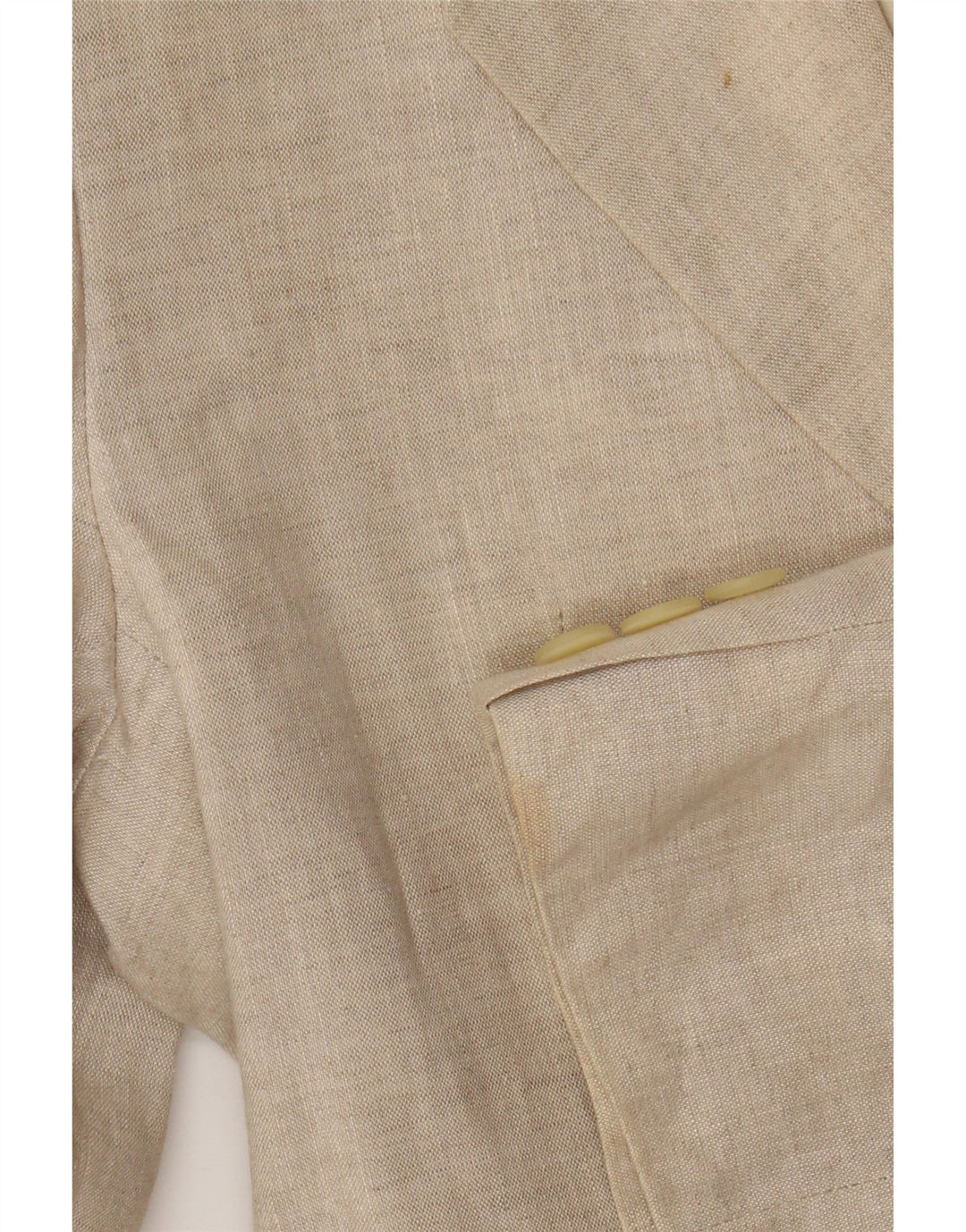 Benetton Womens 2 Button Blazer Jacket IT 40 Small Beige Linen