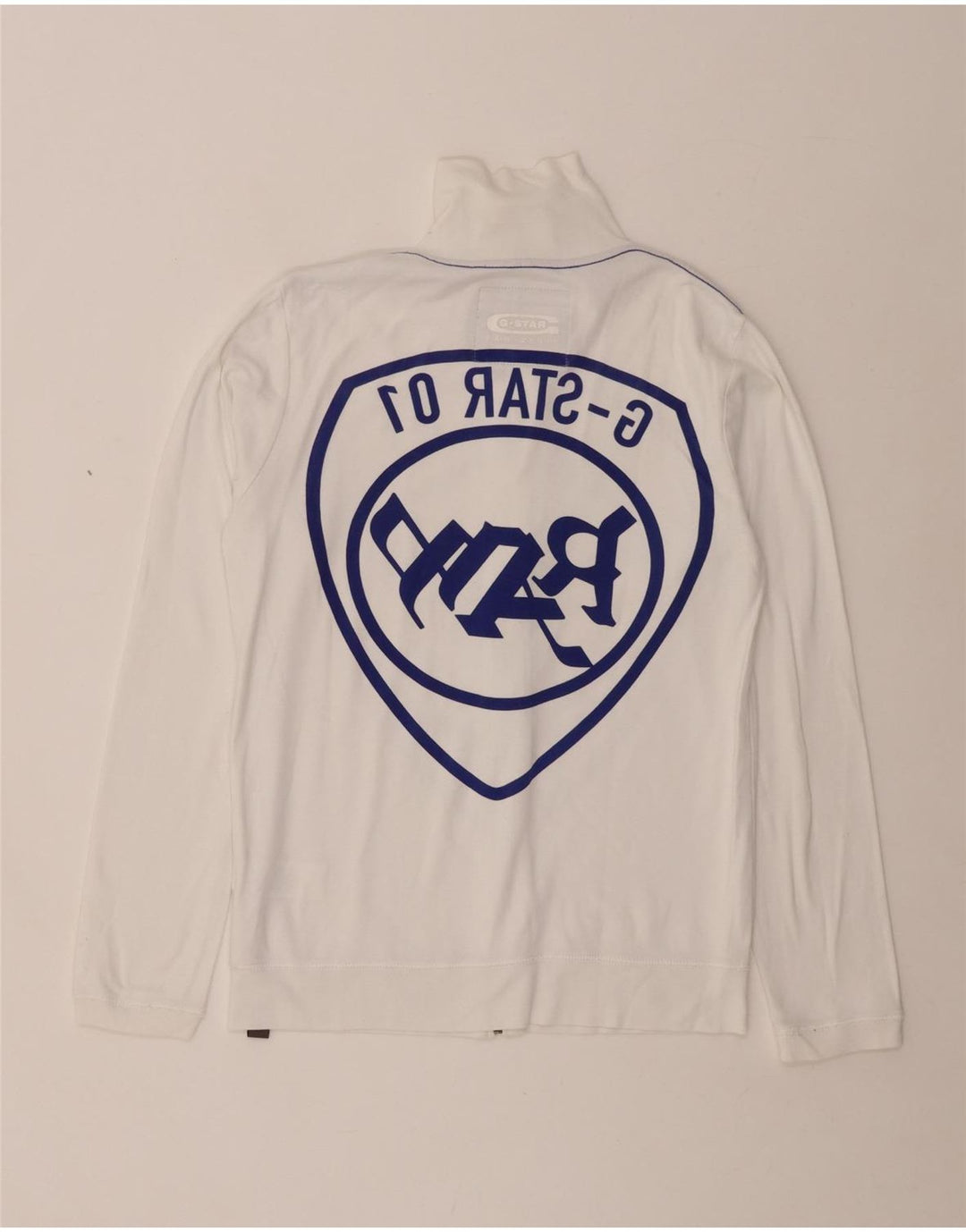 G-STAR Womens Graphic Tracksuit Top Jacket UK 10 Small White Cotton