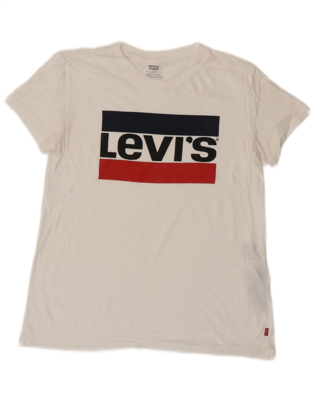 LEVI'S Womens Oversized Graphic T-Shirt Top UK 6 XS White Cotton