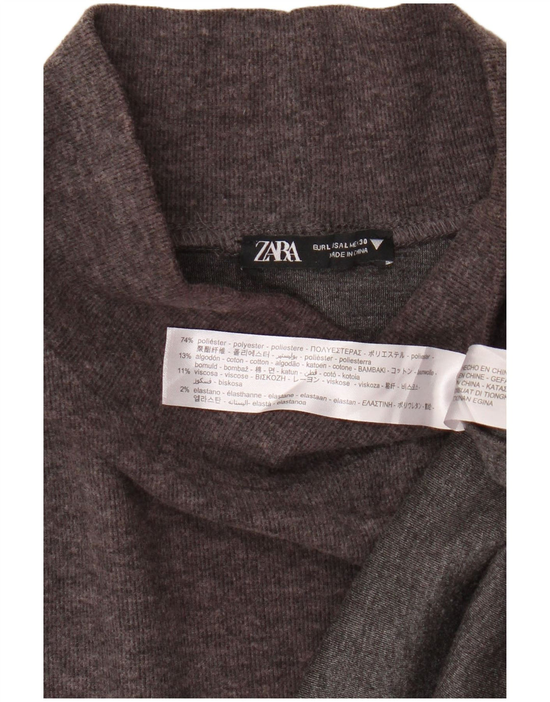 Zara Womens 3/4 Sleeve Jumper Dress UK 16 Large Brown Polyester