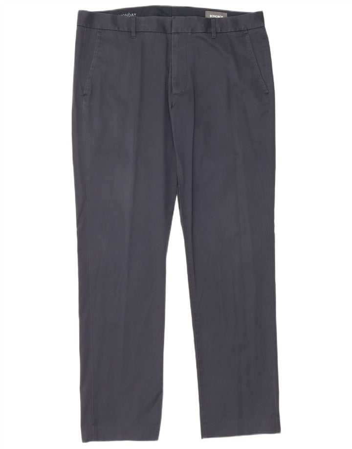 BONOBOS Mens Monday Straight Chino Trousers W35 L32 Navy Blue Cotton
