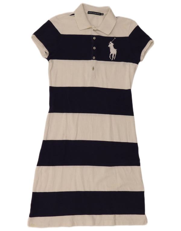 Ralph Lauren Womens Polo Dress UK 8 Small Navy Blue Striped Cotton