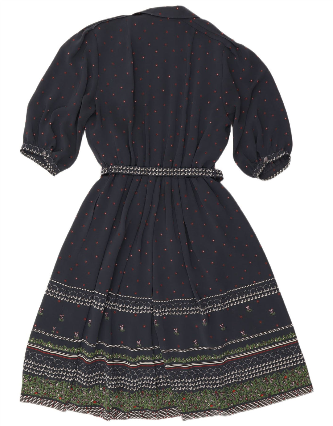 RALPH Womens 3/4 Sleeve A-Line Dress EU 46 XL Navy Blue Floral Polyester