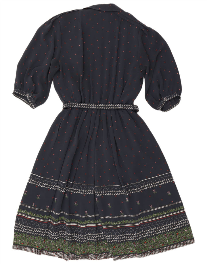 RALPH Womens 3/4 Sleeve A-Line Dress EU 46 XL Navy Blue Floral Polyester