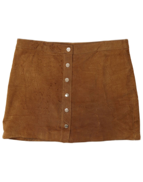 Pimkie Womens Suede Mini Skirt IT 44 Medium W32  Brown Leather