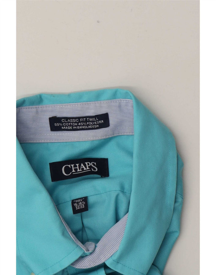 Chaps Mens Classic Fit Shirt Size 16 1/2 Large Blue Cotton
