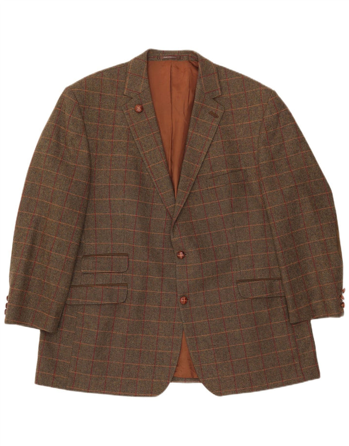 Vintage Mens 2 Button Blazer Jacket IT 54 2XL Green Check Wool