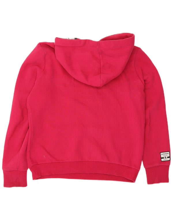 Superdry Womens Graphic Hoodie Jumper UK 12 Medium Pink Cotton