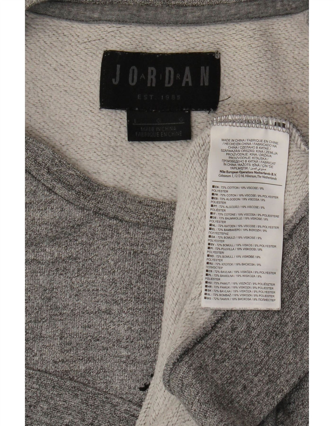 JORDAN Mens Graphic Sweatshirt Jumper Large Grey Cotton