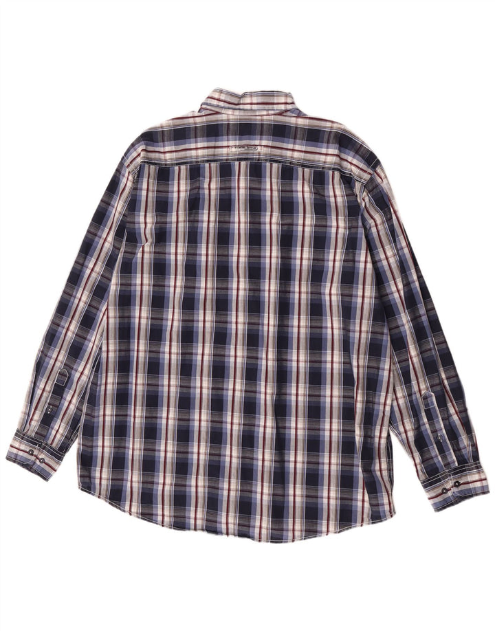 Camel Active Mens Shirt XL Navy Blue Plaid Cotton