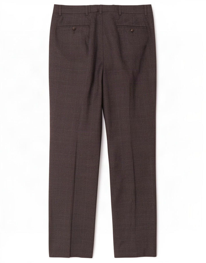 Marks & Spencer Mens Regular Suit Trousers W36 L33 Grey Houndstooth Wool