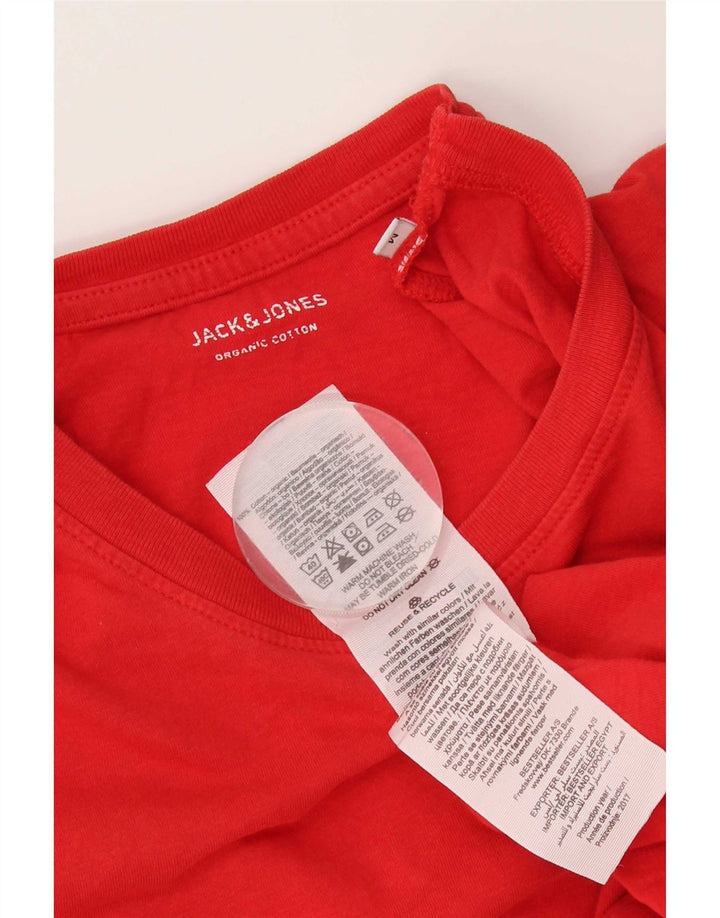 Jack & Jones Mens T-Shirt Top Medium Red Cotton