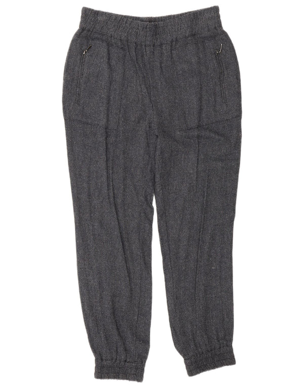 Zara Womens Joggers Trousers Medium W28  L27 Navy Blue Herringbone Viscose