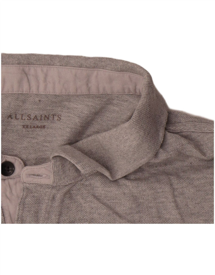 All Saints Mens Polo Shirt 2XL Grey Cotton