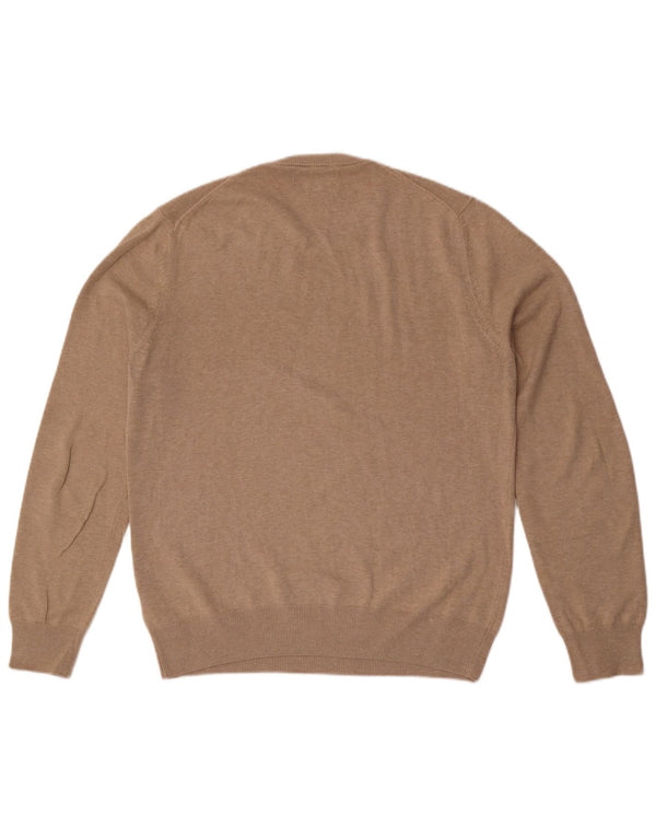 Marks & Spencer Mens Crew Neck Jumper Sweater Medium Beige Cotton