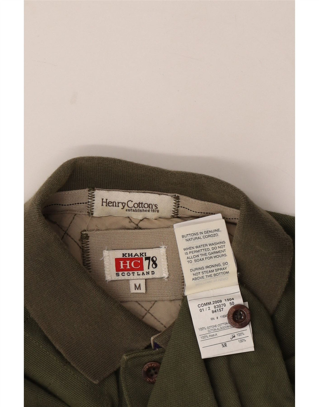 HENRY COTTONS Mens Polo Shirt Medium Khaki Cotton