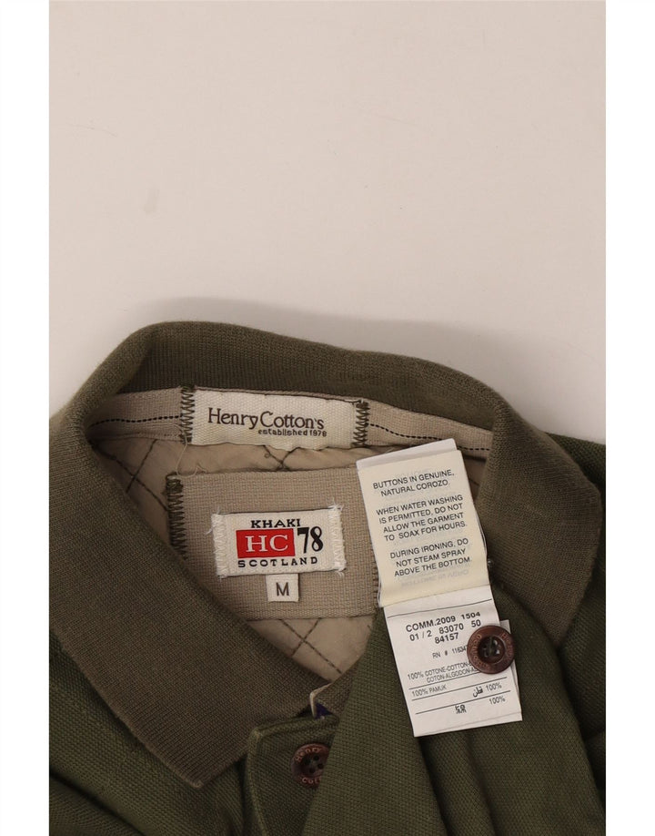 HENRY COTTONS Mens Polo Shirt Medium Khaki Cotton