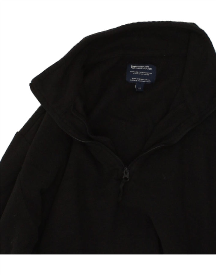 MOUNTAIN WAREHOUSE Mens Zip Neck Fleece Jumper Large Black Polyester Vintage Mountain Warehouse and Second-Hand Mountain Warehouse from Messina Hembry 