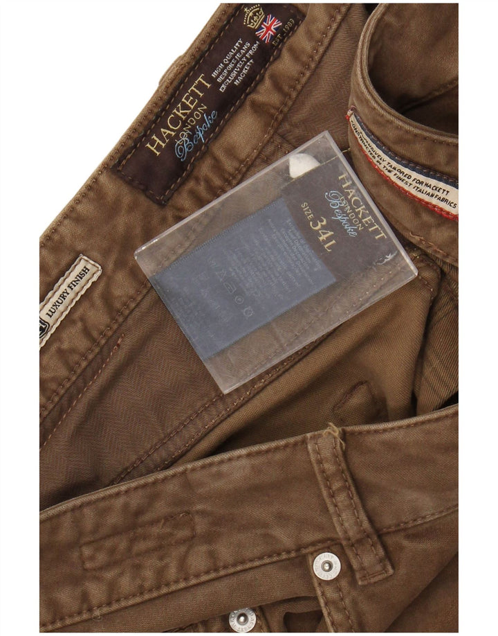 HACKETT Mens Slim Casual Trousers W34 L34 Brown Cotton
