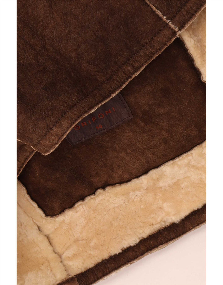 Grifoni Mens Shearling Jacket IT 50 Large Brown