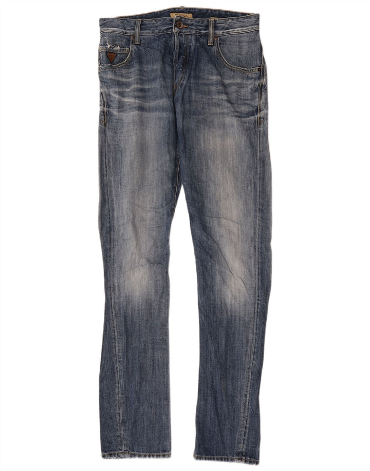 Guess Mens Slim Jeans W30 L34 Blue Cotton