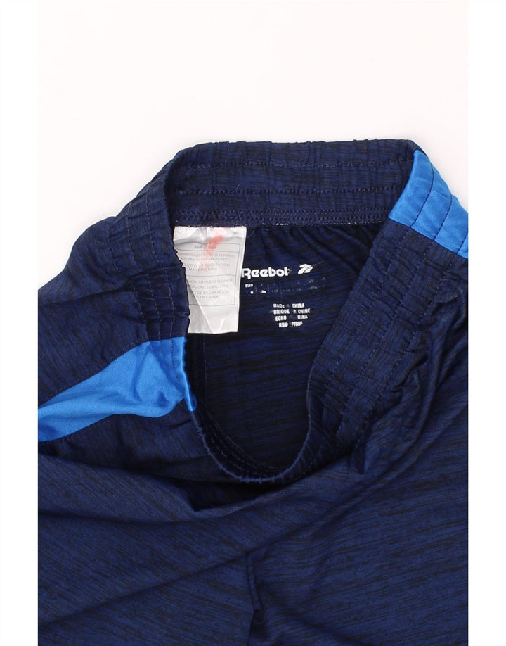 REEBOK Boys Sport Shorts 5-6 Years Navy Blue Colourblock Polyester Vintage Reebok and Second-Hand Reebok from Messina Hembry 