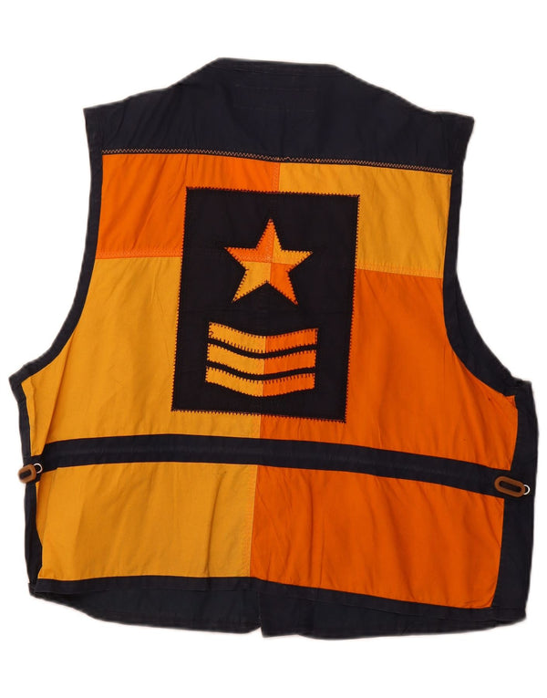 OCEAN STAR Mens Graphic Utility Gilet IT 50 Large Navy Blue Colourblock