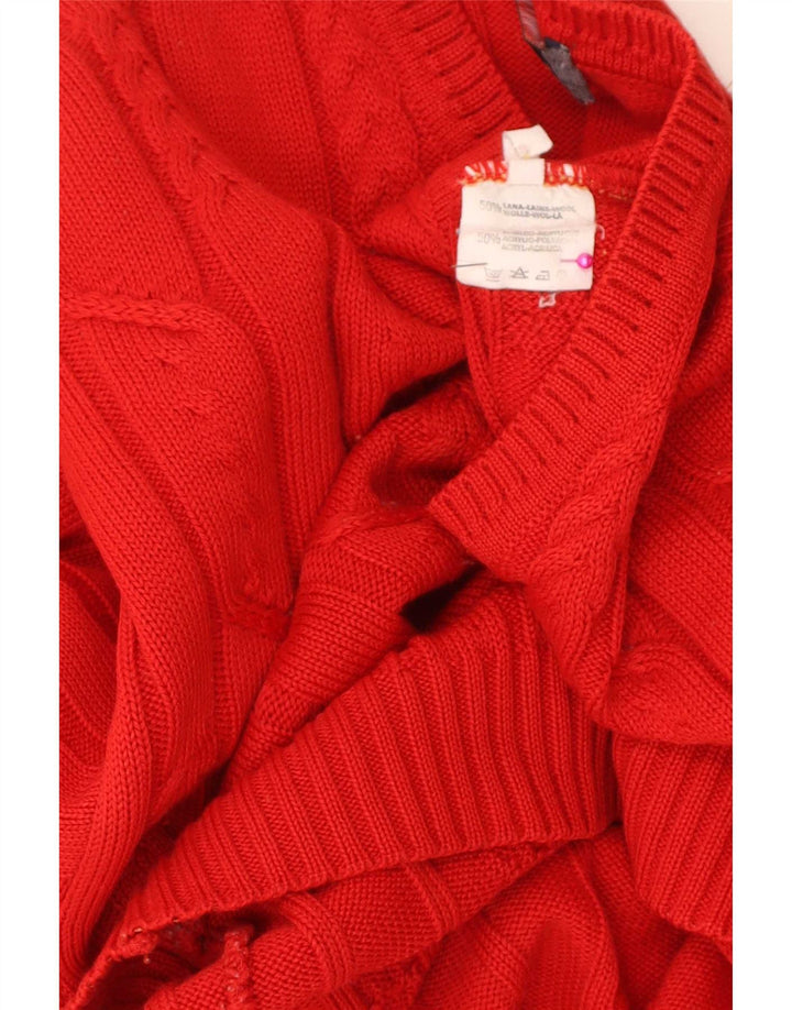 Il Granchio Mens Regular Fit V-Neck Jumper Sweater Medium Red Wool