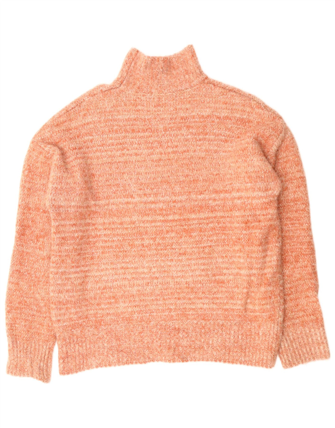 ZARA Womens Oversized Turtle Neck Jumper Sweater UK 6 XS Orange Polyester