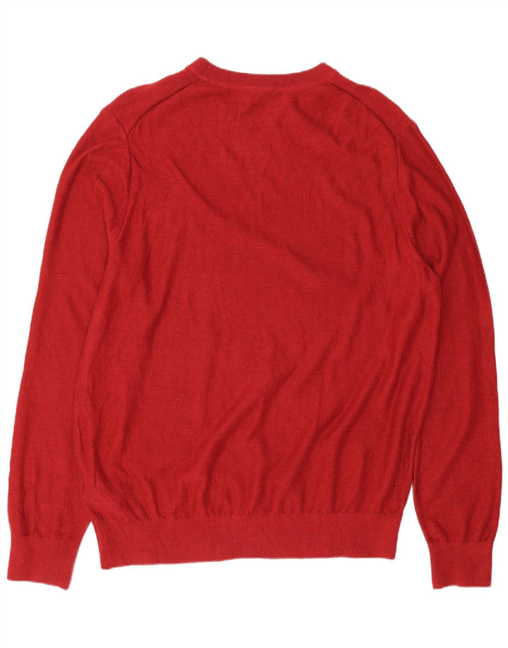 Nautica Mens Regular Fit Crew Neck Jumper Sweater Medium Red Cotton