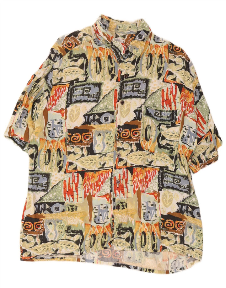 C&A Mens Short Sleeve Shirt Large Multicoloured Geometric Viscose